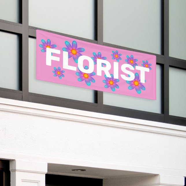 FLORIST Colourful Flowers Pink Banner (Outside Building)
