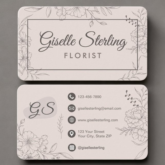 Florist Floral Blush Pink Floral Business Card (Creator Uploaded)