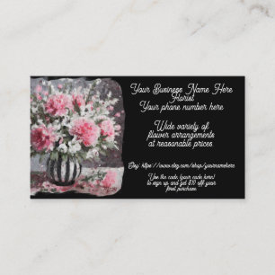 Florist Flower Arrangement Pink Shop Sales Etsy Business Card
