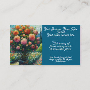 Florist Flower Arrangement Rose Topiary Van Gogh Business Card