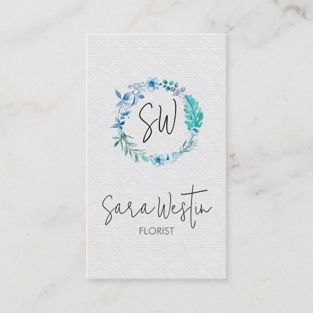 Florist Flower Monogram Business Card (Front)
