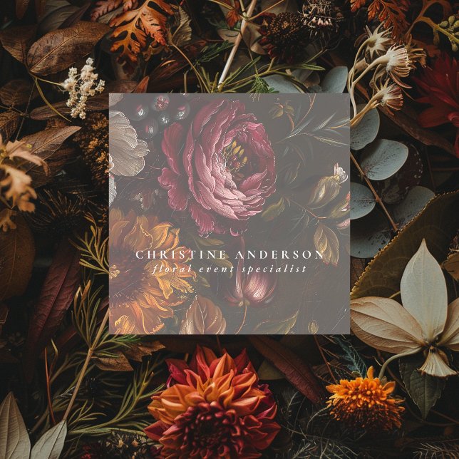 Florist Flower Shop Elegant Botanical Flowers Square Business Card (Creator Uploaded)