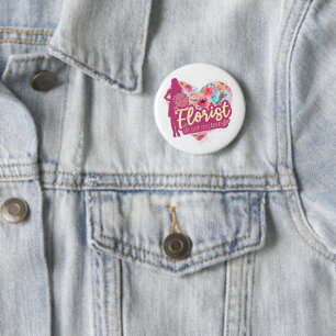 Florist Flowers With Heart Vintage Garden Design 6 Cm Round Badge