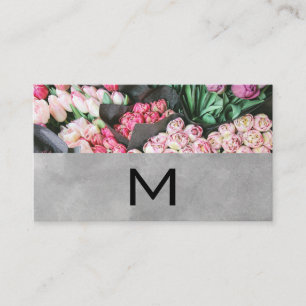 Florist Monogram and Watercolor Block Business Card