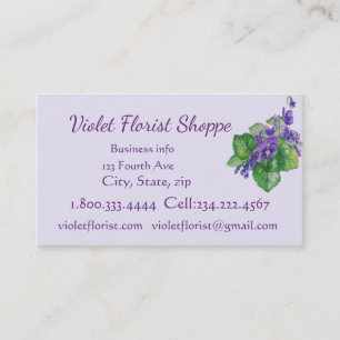Florist Nature Flower Watercolor Violet Plant Business Card