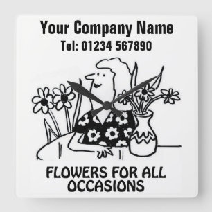 Florist or Flower Shop Cartoon Clock