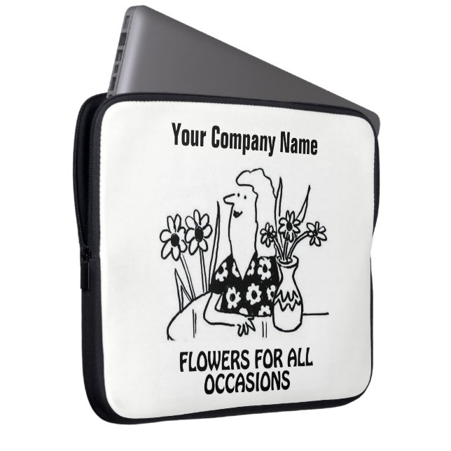 Florist or Flower Shop Cartoon on laptop sleeve (Front Right)