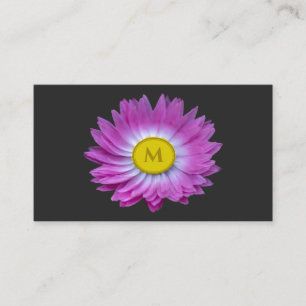 Florist pink flower monogram calligraphy QR-Code Business Card