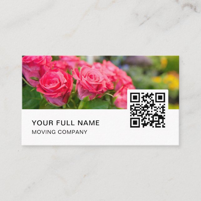 Florist QR Code Logo Social Media Business Card (Front)