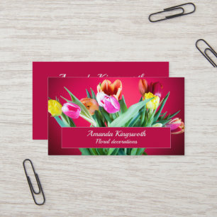 Florist red tulips business with customisable text card