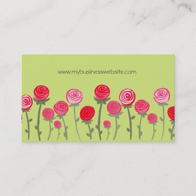 Florist Roses Elegant Pretty Custom Business Card (Front)