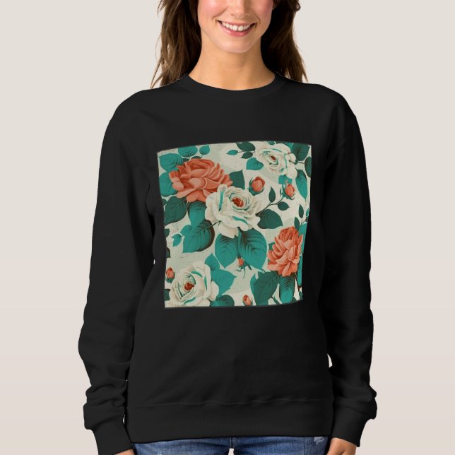 Florist Roses Pattern Illustration Flowers Leaf Wo Sweatshirt (Front)
