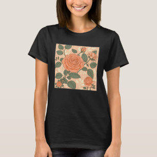 Florist Roses Pattern Illustration Flowers Leaf Wo T-Shirt