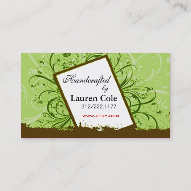 Florista Handcrafted by custom crafts Business Card (Front)