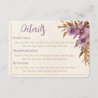 Flory themed Wedding enclosure Cards