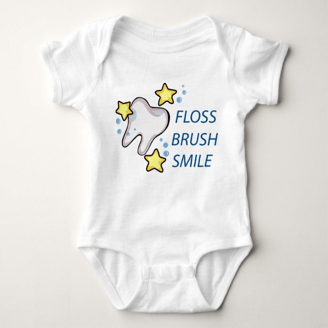 Floss Brush Smile Baby Bodysuit (Front)