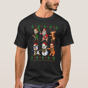 Floss Dance Santa Elf Penguin Friends Christmas Sq T-Shirt