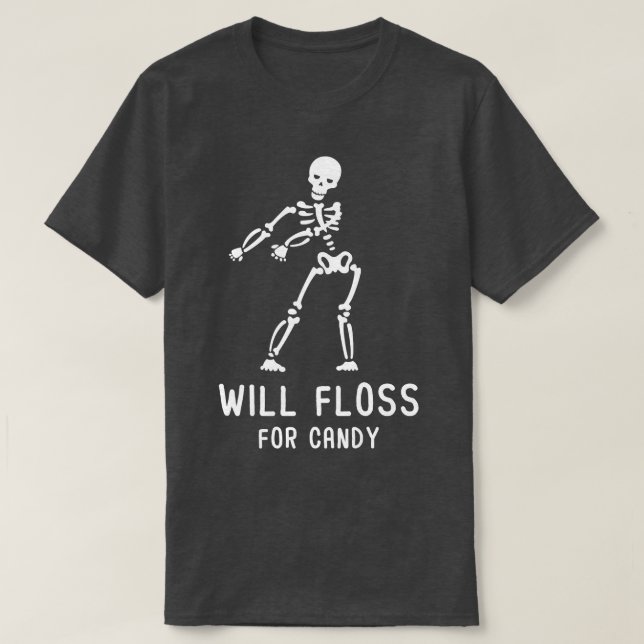 Floss Dance Skeleton Boy   Floss for Candy Hallowe T-Shirt (Design Front)