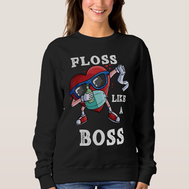 Floss Like A Boss 2022 Dabbing Heart In A Mask Sweatshirt (Front)