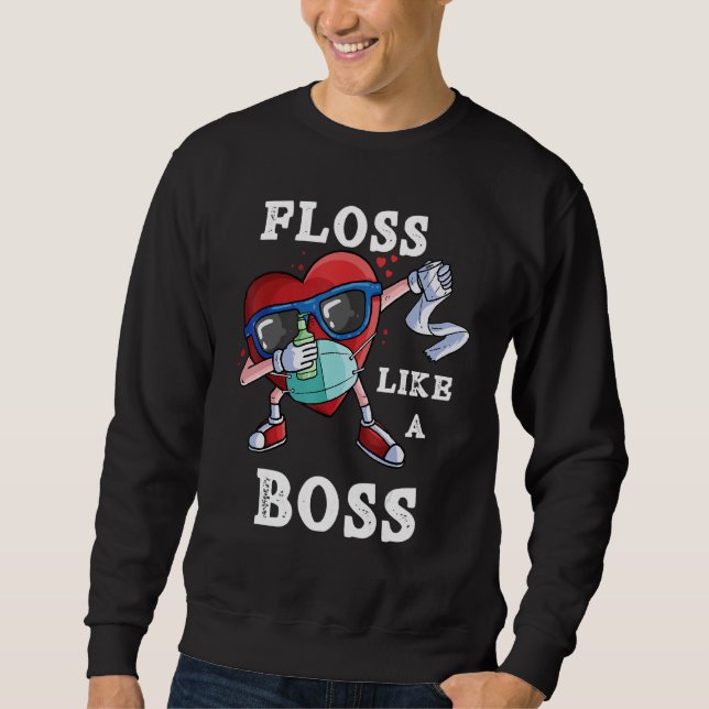 Floss Like A Boss 2022 Dabbing Heart In A Mask Sweatshirt (Front)