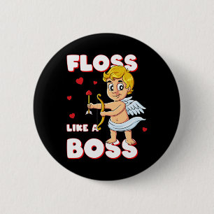 Floss Like A Boss Cupid Valentines Day Boys Girls  6 Cm Round Badge