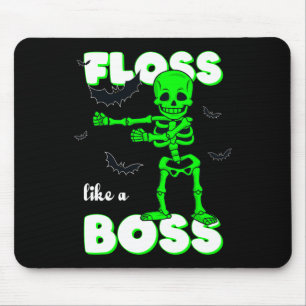 Floss Like A Boss Skeleton Halloween Boys Girls Ki Mouse Pad