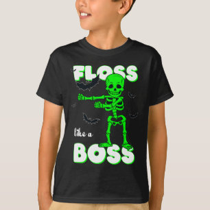 Floss Like A Boss Skeleton Halloween Boys Girls Ki T-Shirt
