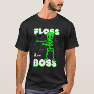 Floss Like A Boss Skeleton Halloween Boys Girls Ki T-Shirt