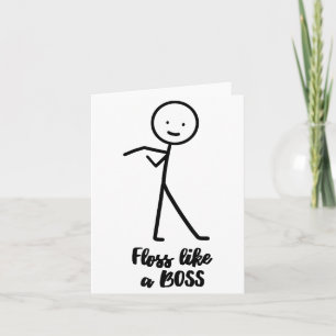 Floss Like A Boss Stick Figure Stickman Doodle Pri Card