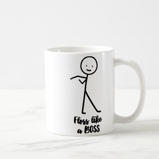 Floss Like A Boss Stick Figure Stickman Doodle Pri Coffee Mug (Right)