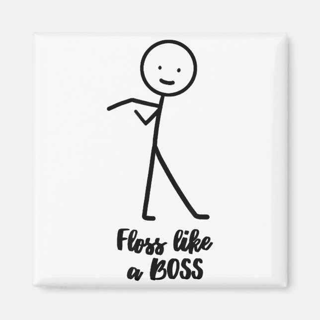 Floss Like A Boss Stick Figure Stickman Doodle Pri Magnet (Front)