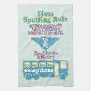 Floss Rule Phonics Learning English Language Tea Towel