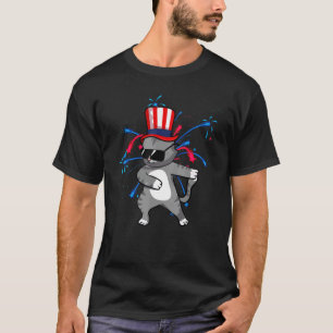 Flossing Cat With Usa Hat Firework 4th Of July T-Shirt
