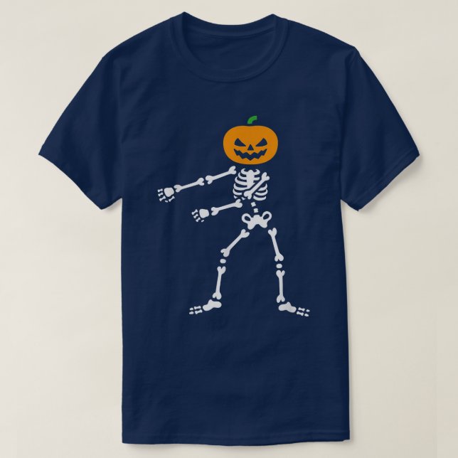 Flossing Jack O' Lantern Halloween Skeleton  T-Shirt (Design Front)