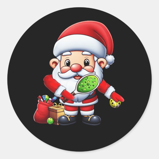 Flossing Santa Pickleball Player Merry Christmas P Classic Round Sticker (Front)
