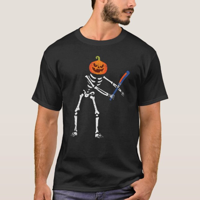 Flossing Skeleton Funny Baseball Lover Floss Dance T-Shirt (Front)