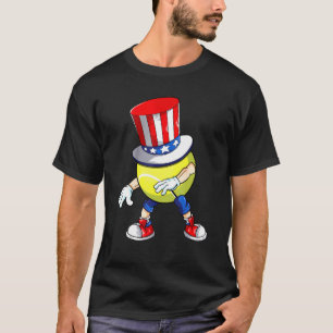 Flossing Tennis With Usa Hat Patriotic 4th Of July T-Shirt