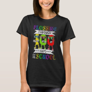 Flossing through 100 Days of School 100th Day Smar T-Shirt