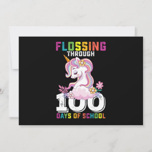 Flossing Through 100 Days of School Unicorn Invitation