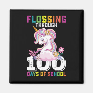 Flossing Through 100 Days of School Unicorn Magnet