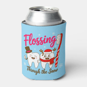 Flossing Through The Snow Christmas Tooth Dentist Can Cooler
