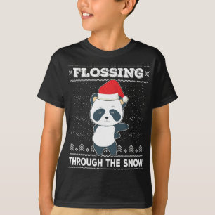 Flossing Through The Snow Panda Ugly Christmas Swe T-Shirt