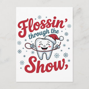 Flossing Thru the Snow Funny Xmas Christmas  Holiday Postcard