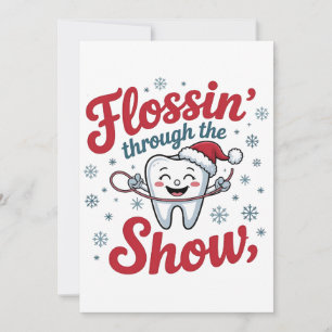 Flossing Thru the Snow Funny Xmas Christmas  Invitation