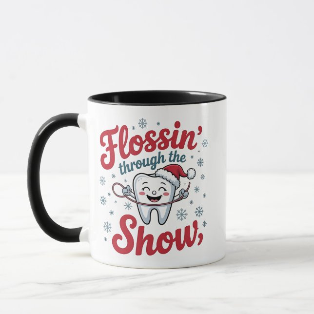 Flossing Thru the Snow Funny Xmas Christmas  Mug (Left)