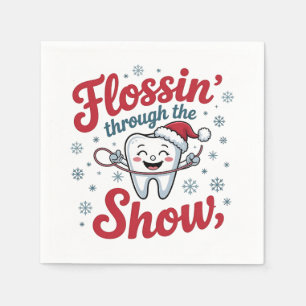 Flossing Thru the Snow Funny Xmas Christmas  Napkin