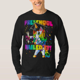 Flossing Unicorn Preschool Graduation Cap Diploma  T-Shirt