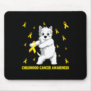 Flossing Westie Gold Ribbon Childhood Cancer Aware Mouse Pad