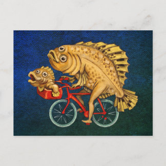 Flounder Riding A Bicycle Painting Postcard