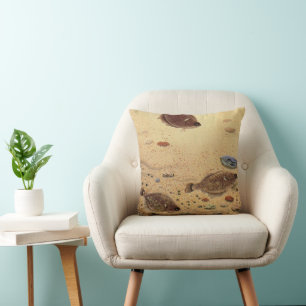 Flounders or Flat Fish, Vintage Marine Ocean Life  Cushion